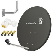 ZEHNDER Digitale SAT Anlage 80cm Spiegel Schüssel + QUAD LNB + Wandhalter SET d