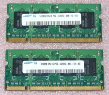 2x 512MB 2Rx16 DDR2 RAM PC2-4200S-444-12-A3 Samsung Notebook Arbeitsspeicher