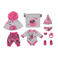 BABY born Erstausstattung 43 cm - 9-teiliges Kleidungs-Set Grau-Rosa Baby-Puppen