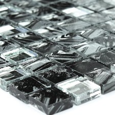 Glas Spiegel Mosaik Fliese Grau Marmoriert | Wand Effekt Dekor Bordüren