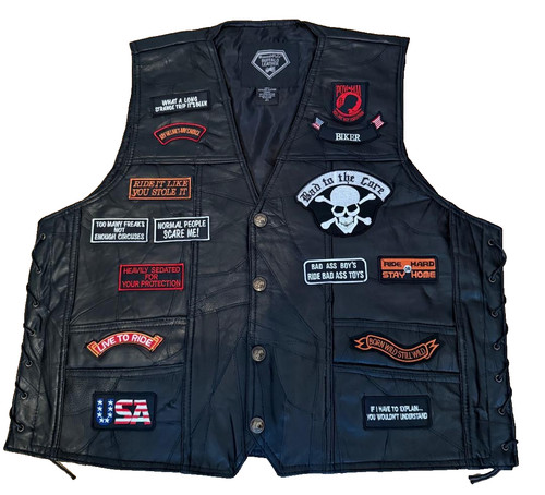 Herren lederweste biker kutte - lederweste,