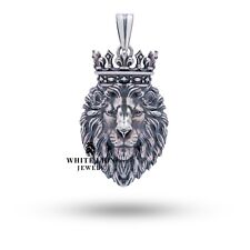 Calm Lion King Krone Tier Dschungel Anhänger 925 Silber Geschenk Für Männer Leo