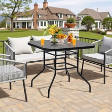 Balkontisch Gartentisch Glastisch Bistrotisch Metall mit Schirmloch ∅80x72cm