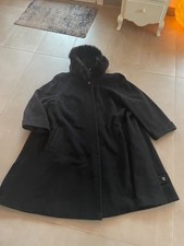 Woll-Mantel in schwarz mit Kapuze - Gr. 50