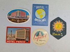 5 sehr schöne alte 50/60er Kofferaufkleber Portugal/Lisboa/Estoril u.a. gut