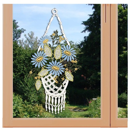 Fensterbild blumenampel - fensterbild,