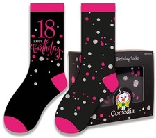 PINK SOCKEN - Happy Birthday Strümpfe 2 Paar Geburtstag Geschenk Geschenksocken