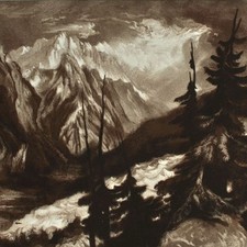 William Turner nach The Source of the Arveron Landschaft Berge Lithografie 1858