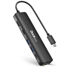USB C Hub Ethernet Adapter, Dockteck 7-in-1 Dock, USB-C Adapter mit 4K 60Hz