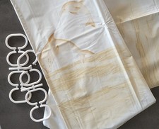 Sele Beige-Weiß Vinyl Duschvorhang 240x200cm mit inkl. DV-Ringen. REDUZIERT