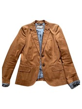 Esprit Damen Sakko Blazer Braun Gr. 34 XS Baumwolle Casual Freizeit Langarm