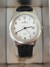 NEU, DUGENA Armbanduhr Uhr - Unisex - WR50 - Lederarmband Schwarz  90er vintage