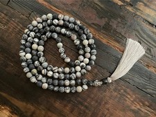 Mala Kette - Matter Netzstein & Buddha, Edelstahl - NEU - Yoga - Schmuck!!!