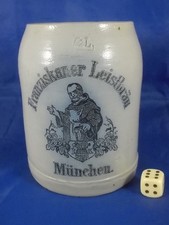 Alter Bierkrug FRANZISKANER LEISTBRÄU München um 1900 1/2L. vorne geeicht VK