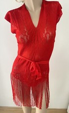 Strandkleid- Kleid mit Fransen Gr. 34/36-S  in Rot- Neu  !
