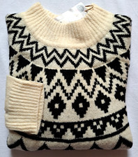 UP2FASHION Damen Norweger Jacquard Pullover M ca.42/44, L ca.46/48 weiß schwarz