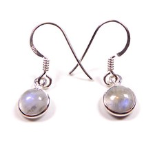 1 Paar 925 Sterling Silber Ohrringe mit runden Moonstone Steinen (2274)