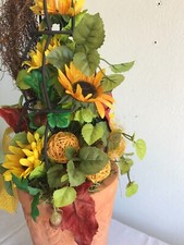 Terracotta Vase mit künstlicher Herbst Deko Sonnenblumen h mit Deko 71 cm 3,8,kg