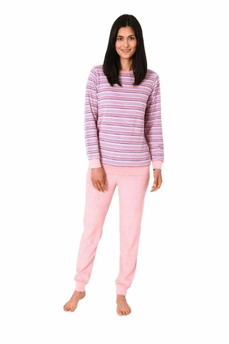 Damen frottee pyjama rundhals - frottee,