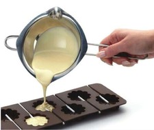 Wasserbad-Schmelztopf - Schmelzschale mit 2 Ausgüssen - rostfreier Edelstahl