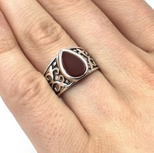 925 Silber Ring roter Karneol Siegelring massiver Herren Schmuck 19.4mm / 61