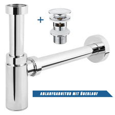 Siphon Pop Up Ablaufventil Sifon Ablaufgarnitur mit Überlauf Waschbecken Abfluss