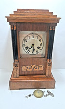 Antike Junghans Kaminuhr Tischuhr RAR mit H.A.C. Manteluhr Eiche Glasgower Rosen