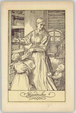 12020033 - Hausmutter - Waescheschrank - Federzeichnung - Kinder Haushalt