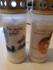 1 Grabkerze Memoriam Weiß Grabkerze Grablicht Grab Grablichter Neu