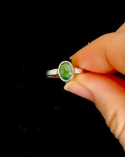 925 Silber Vintage Ring mit Smaragd? Jadeit? Handarbeit Unikat Schmuckstück