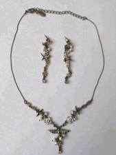 Pilgrim Dänemark Kette und Ohrringe Schwalben Swarowski Kristalle