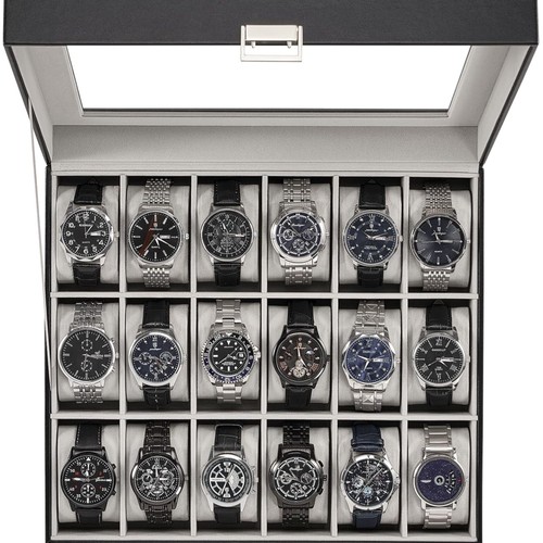 Uhrenbox mit glasdeckel und - und, 18