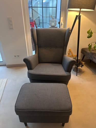 Ohrensessel mit hocker grau - ohrensessel,