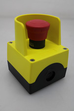 Siemens Pilztaster im Gehäuse Schutzkragen Befehlsgeräte Gelb Drehentriegelung