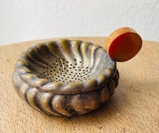 altes Teesieb mit Tropfenschale QUIST Metall mit rundem Griff Vintage