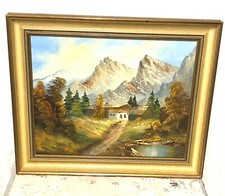 Wunderschöne Ölgemälde Auf Leinwand Landschaft "Wilder Kaiser mit Pfandelhof"