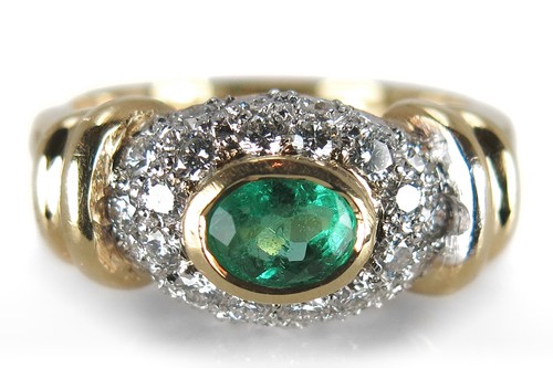 Ring smaragd brillanten - brillanten, ca