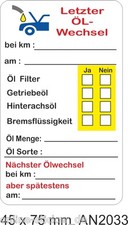 10 Serviceaufkleber ÖL Service Aufkleber KFZ Inspektion Wartung Ölwechsel 2033
