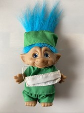 Original Troll Retro Vintage 90er Blaue Haare Mit Stein