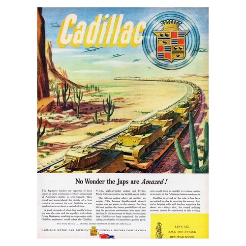 Vintage cadillac wwii poster - vintage,
