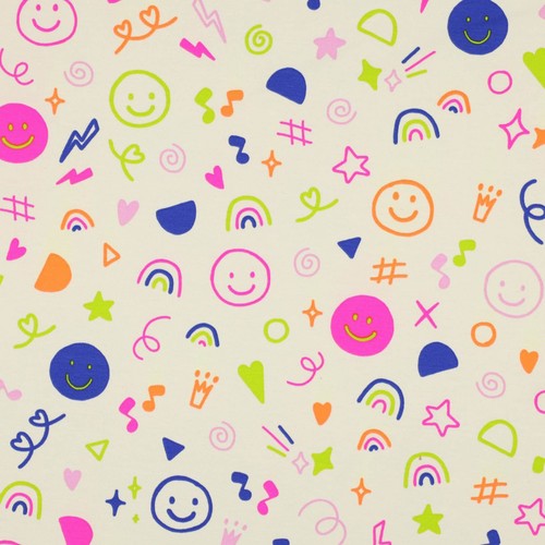 Neon doodle off white jersey - doodle,