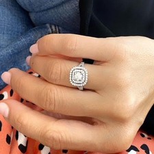 Echter Diamant-Damenring halbmontiert runder Halo-Set 0,60 Karat 14 Karat...