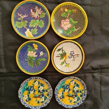 Asiatika 4 Cloisonne Teller, 2 Porzellan  Teller ca. 10cm 