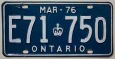 Ontario Nummernschild 1976