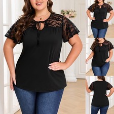 Damen Spitze Kurzarm T-Shirt