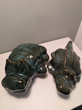 Midiphibies Krokodil, Nilpferd, Flusspferd,Keramik, Vintage 