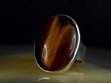 Ring Silber 925 Tigerauge braun 19,8 mm Designer - elegant & schön schimmernd