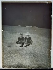 Tolle antike Foto Glasplatte, seltenes Glasnegativ, 2 süße Babys - um 1930 - rar