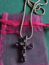 Anhänger Mit Kette 925silber Mit Amethyst Kreuz Neu