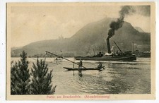 AK Bad Honnef, Königswinter,Rhein-Schlepper,davor Fischer mit Fangnetz um 1910